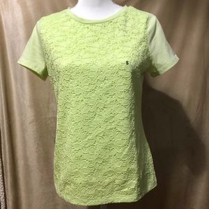 Basic Editions Green Lace Front Tee